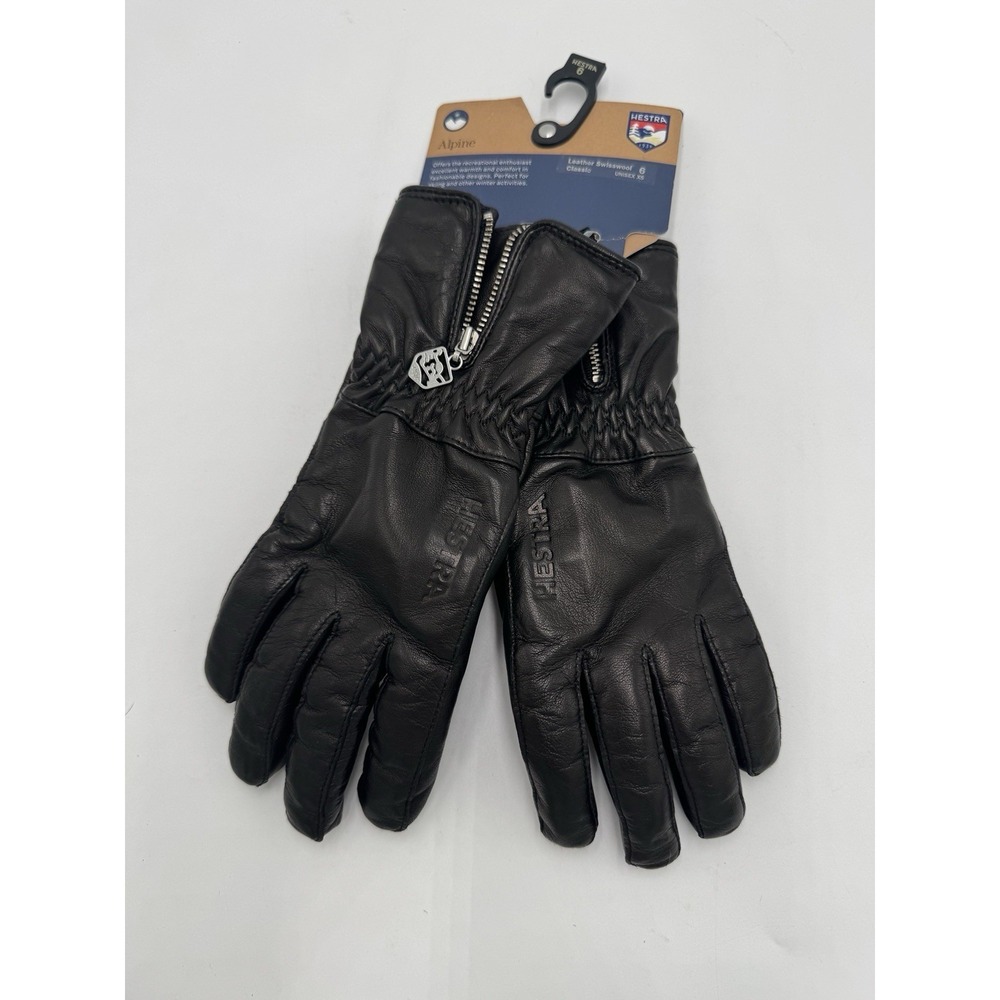 Hestra Leather Swisswool Classic Glove Black Size 6 NWT $165 MSRP
